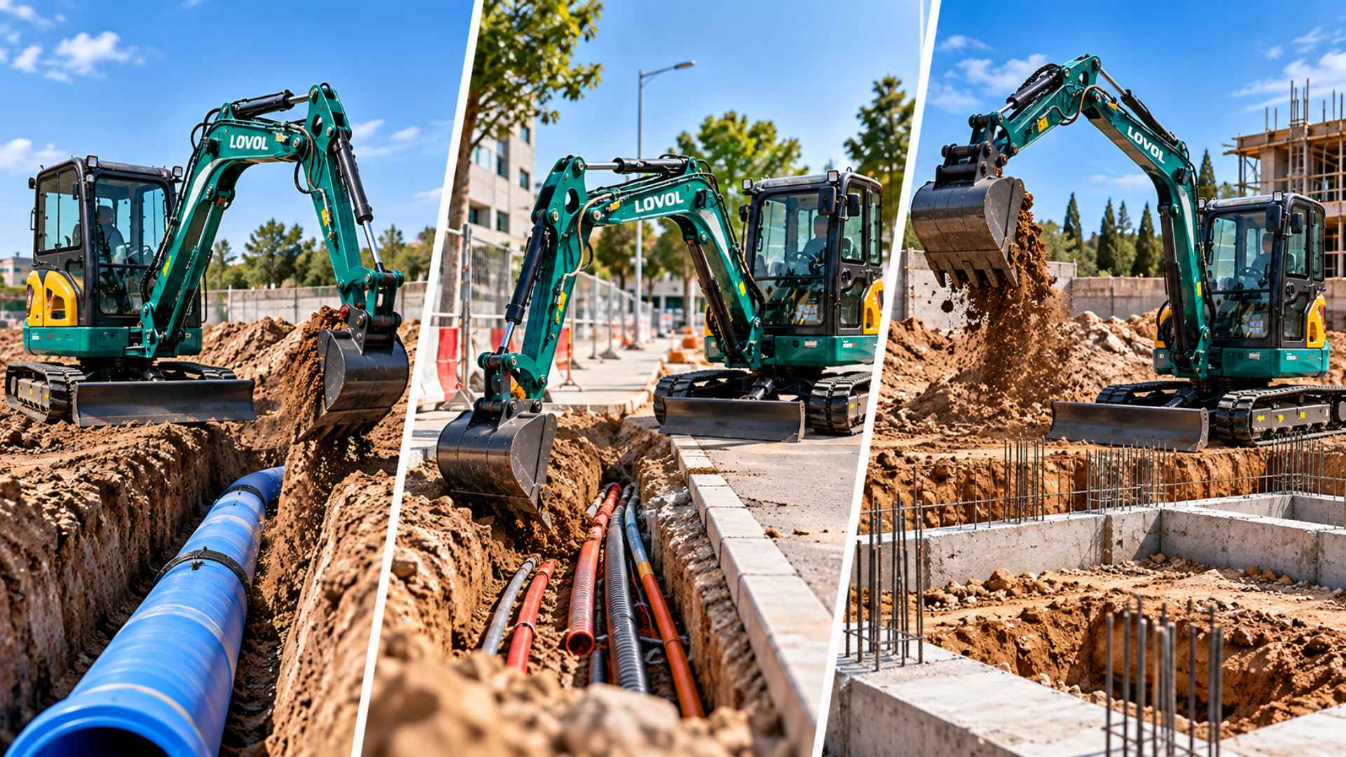 עומק החפירה של מיני באגר בעבודות שונות